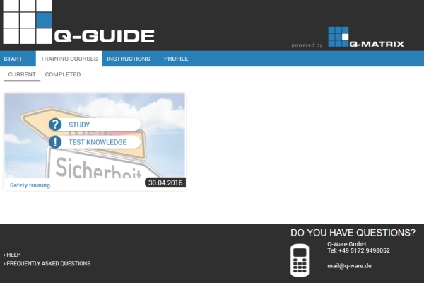 Each employee sees his or her personal learning portfolio in Q-Guide.