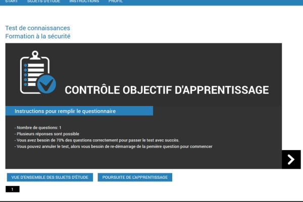 Les tests de connaissances assurent dans Q-Guide un contrôle d'efficacité direct et documenté sur les thèmes d'apprentissage et les formations.